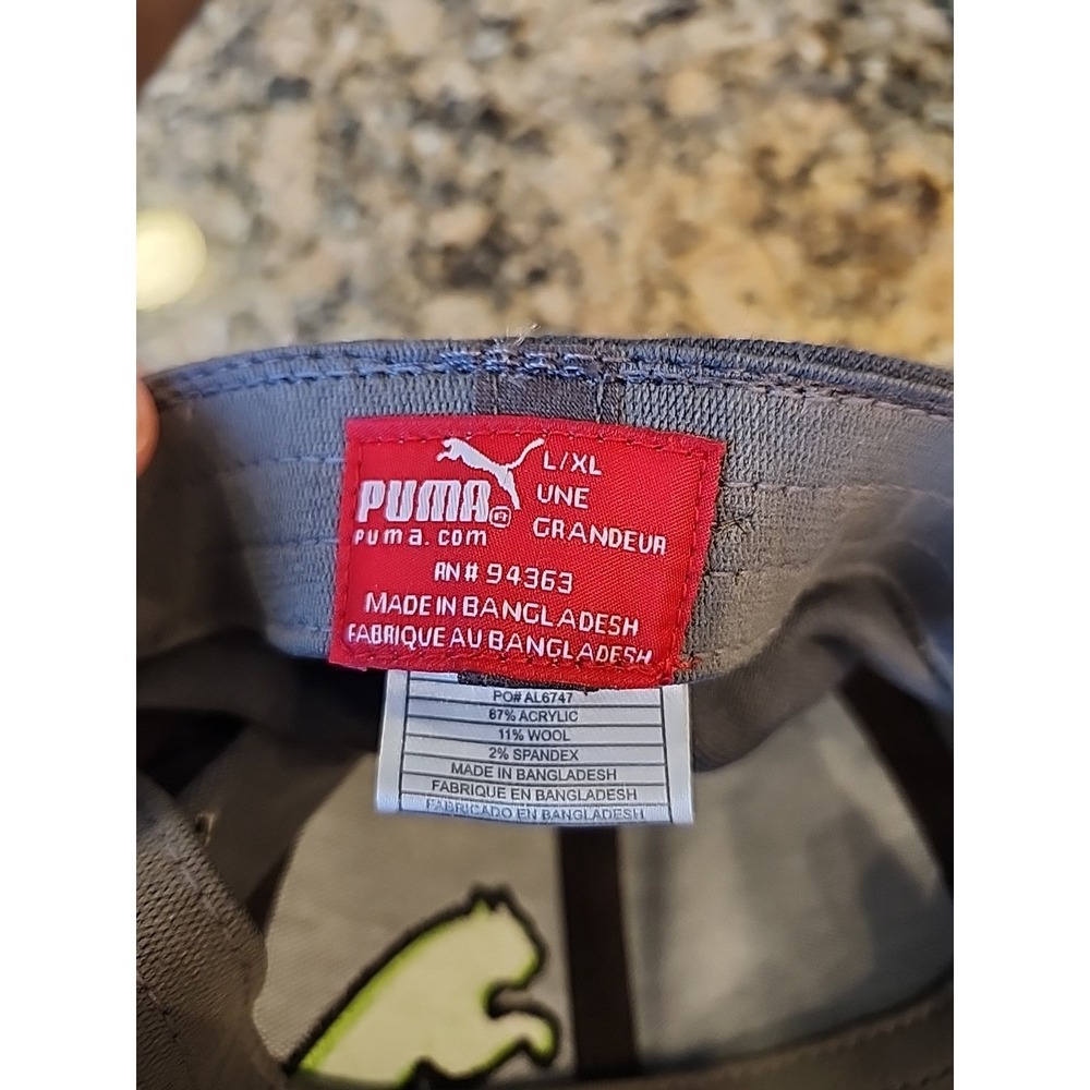 Puma Stretch Fit Hat Gray Green Athletic Casual - Picture 5 of 5